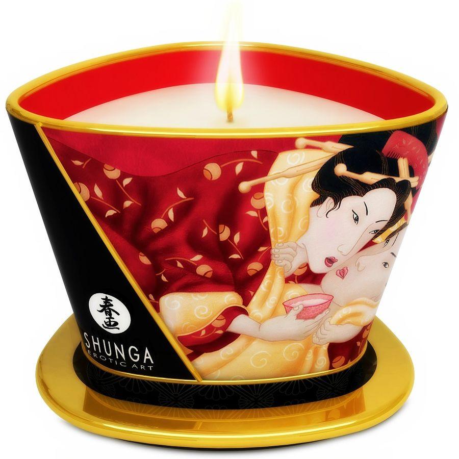 SHUNGA - MINI CARESS BY CANDELIGHT ERDBEERE UND CAVA MASSAGEKERZE 170 ML