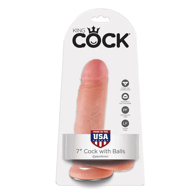 KING COCK - 7 DILDO FLEISCH MIT EIER 17.8 CM - Vanelion Paradise