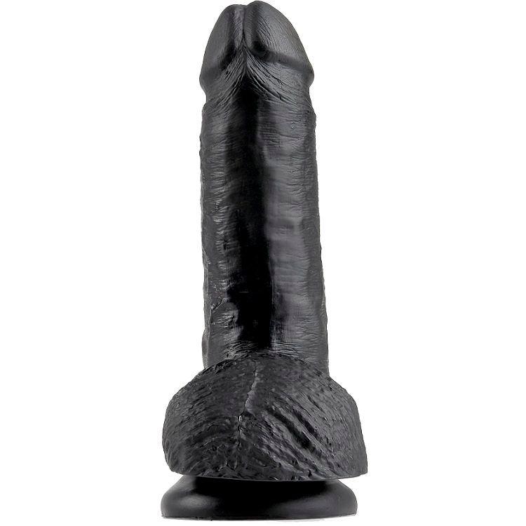 KING COCK - 7 DILDO SCHWARZ MIT EIER 17.8 CM