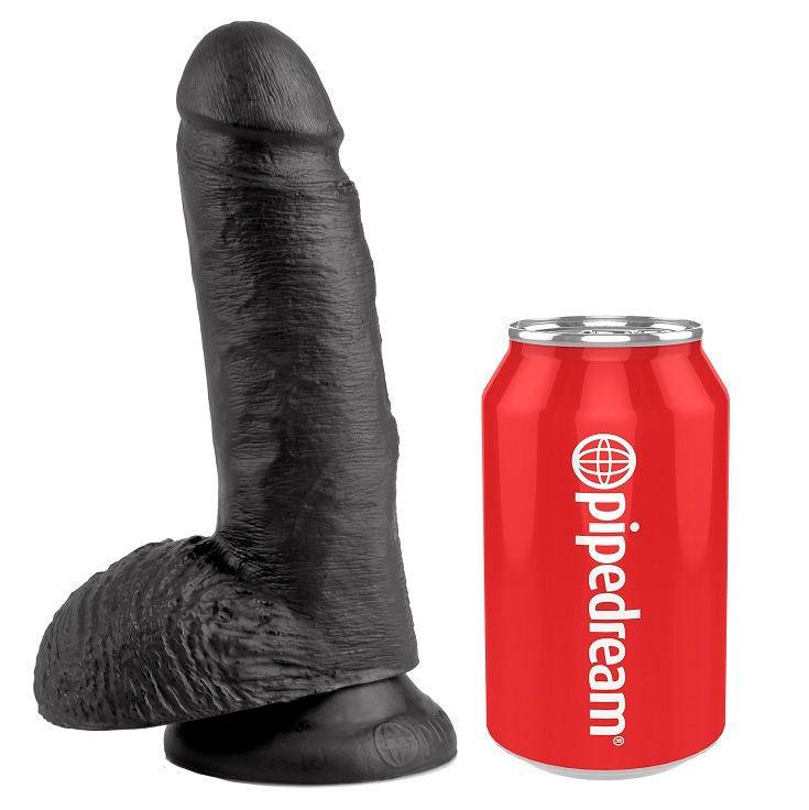 KING COCK - 7 DILDO SCHWARZ MIT EIER 17.8 CM