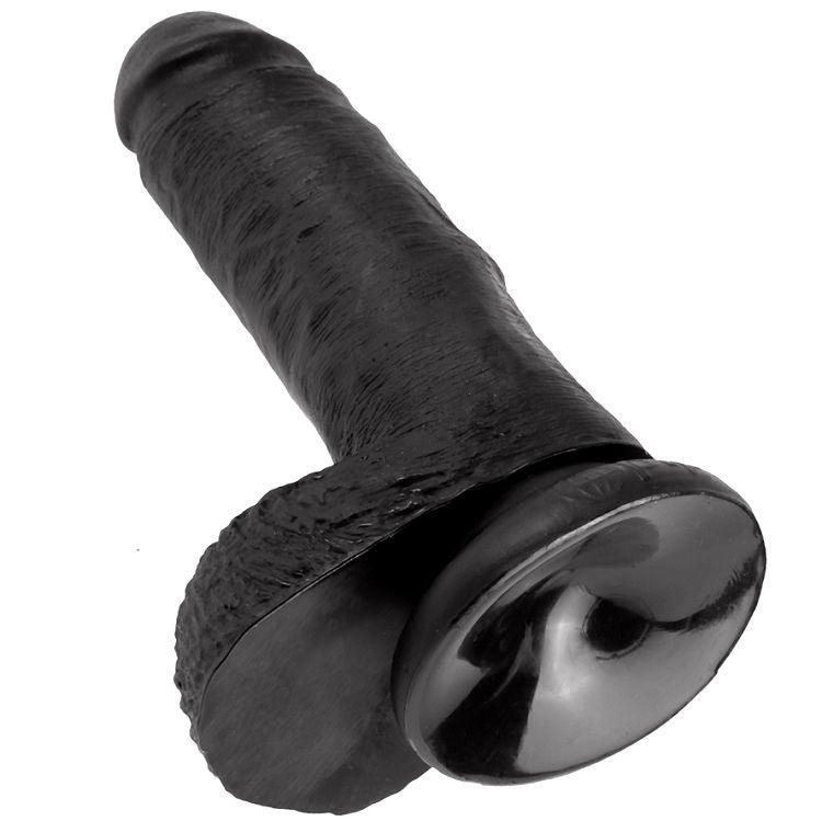 KING COCK - 7 DILDO SCHWARZ MIT EIER 17.8 CM