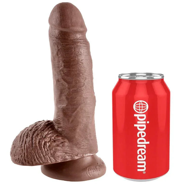 KING COCK - 7 DILDO BRAUN MIT EIER 17.8 CM - Vanelion Paradise