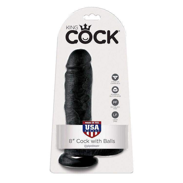 KING COCK - 8 DILDO SCHWARZ MIT EIER 20.3 CM - Vanelion Paradise
