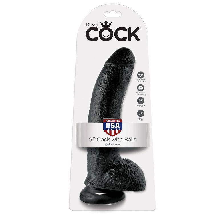 KING COCK - 9 DILDO SCHWARZ MIT EIER 22.9 CM - Vanelion Paradise