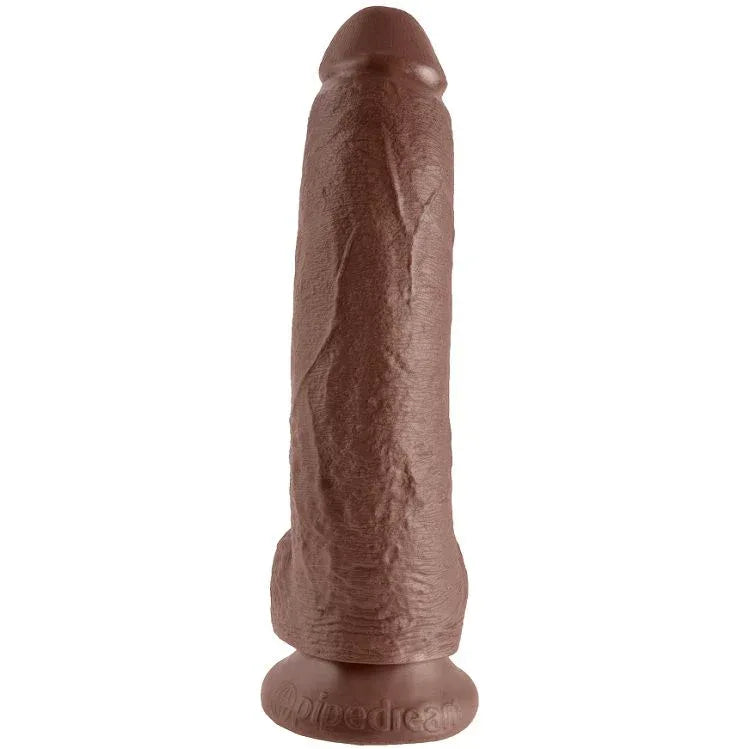 KING COCK - 9 DILDO BRAUN MIT EIER 22.9 CM - Vanelion Paradise