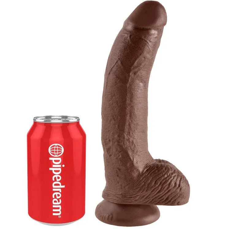 KING COCK - 9 DILDO BRAUN MIT EIER 22.9 CM - Vanelion Paradise