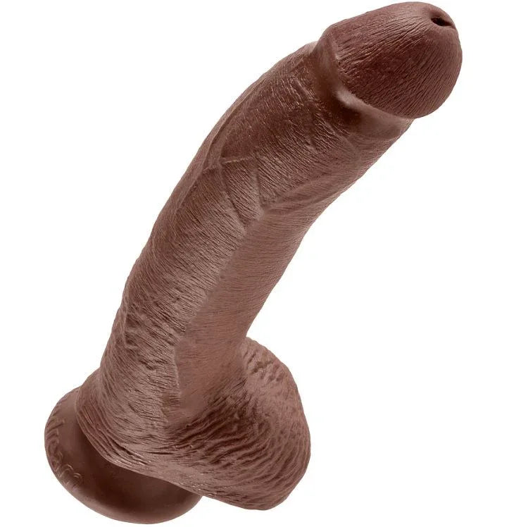 KING COCK - 9 DILDO BRAUN MIT EIER 22.9 CM - Vanelion Paradise