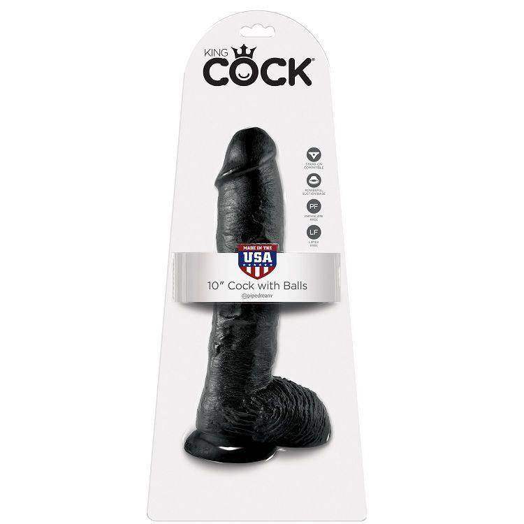KING COCK - 10 DILDO SCHWARZ MIT EIER 25.4 CM - Vanelion Paradise
