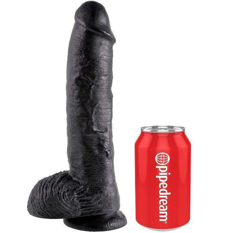 KING COCK - 10 DILDO SCHWARZ MIT EIER 25.4 CM - Vanelion Paradise