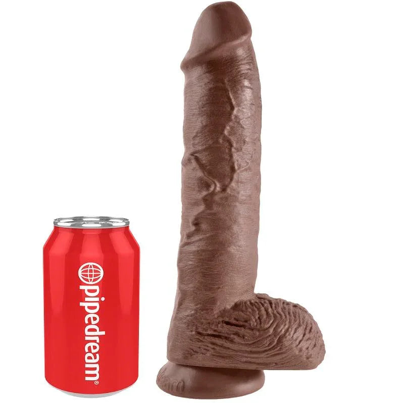 KING COCK - 10 DILDO BRAUN MIT EIER 25.4 CM - Vanelion Paradise