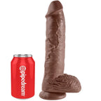 KING COCK - 10 DILDO BRAUN MIT EIER 25.4 CM - Vanelion Paradise