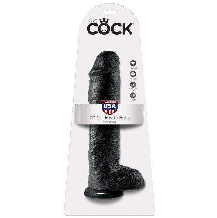 KING COCK - 11 DILDO SCHWARZ MIT EIER 28 CM - Vanelion Paradise