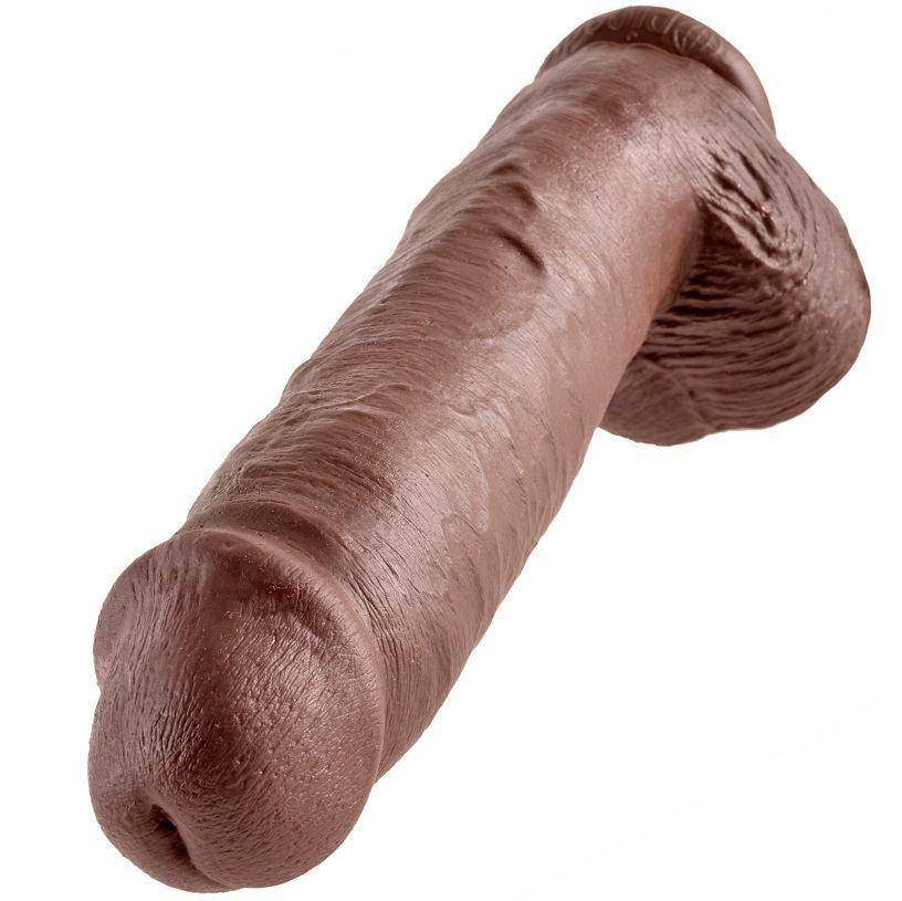 KING COCK - 11 DILDO BRAUN MIT EIER 28 CM - Vanelion Paradise