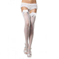 LEG AVENUE - WEISSE STRUMPFHOSE MIT SPITZENDETAIL UND SATINSCHLEIFE - Vanelion Paradise