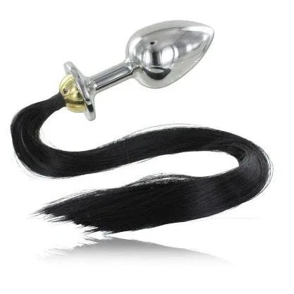METAL HARD – Analstecker aus Stahl mit schwarzem Schwanz 8,9 cm - Vanelion Paradise