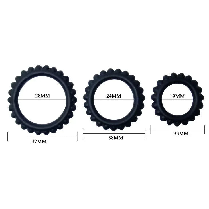 BAILE - TITAN SET 3STK COCKRING SCHWARZ 2.8 + 2.4 + 1.9 CM - Vanelion Paradise