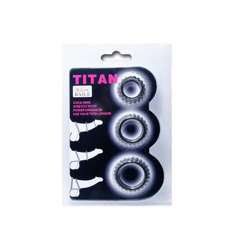 BAILE - TITAN SET 3STK COCKRING SCHWARZ 2.8 + 2.4 + 1.9 CM - Vanelion Paradise