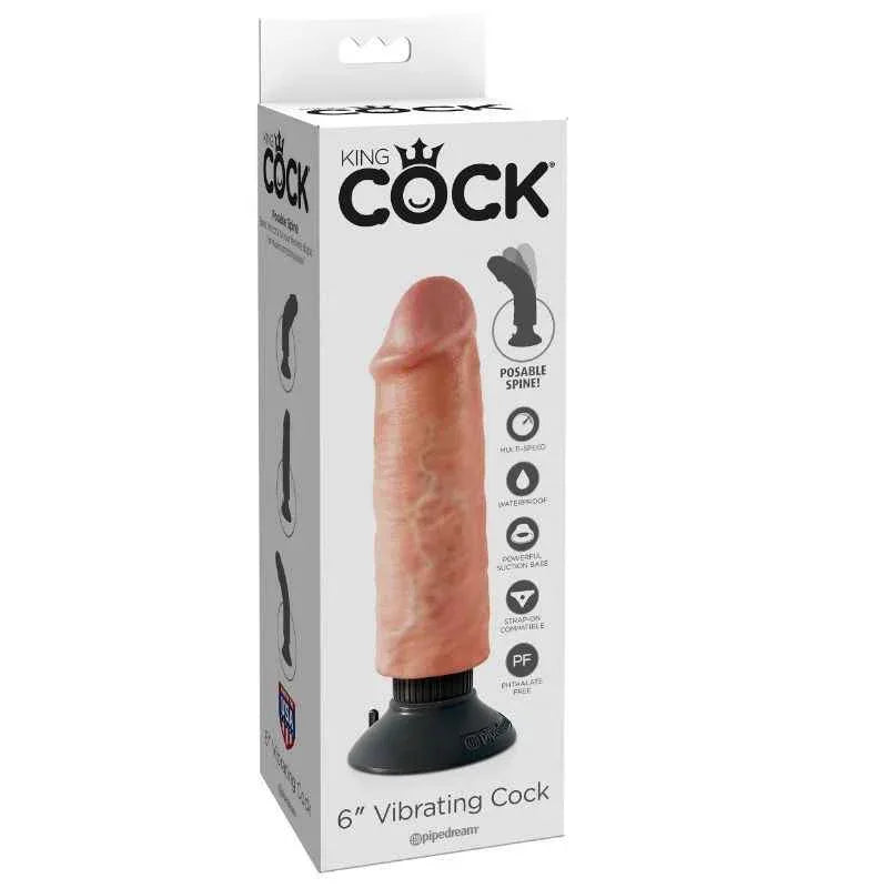 KING COCK - VIBRATORDILDO 15.24 CM NATÜRLICH - Vanelion Paradise