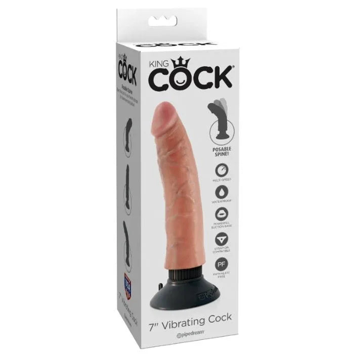 KING COCK - VIBRATORDILDO 17.78 CM NATÜRLICH - Vanelion Paradise