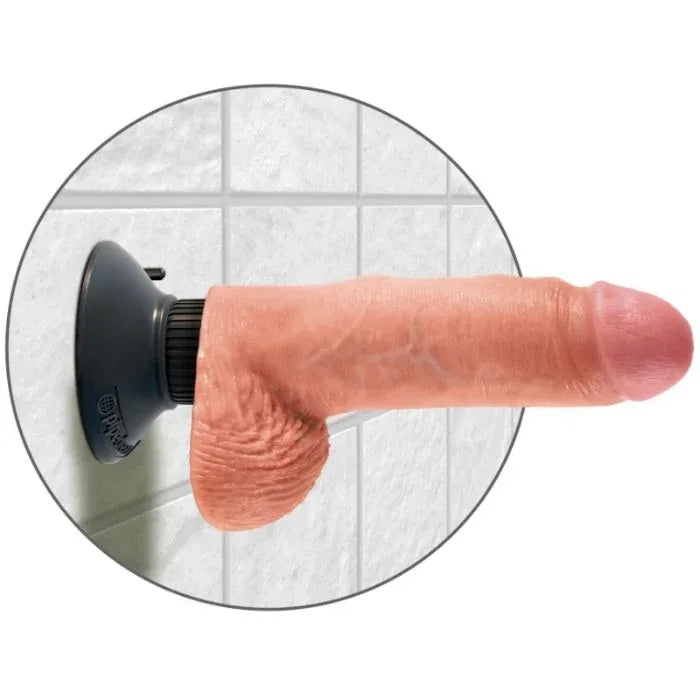 KING COCK - VIBRATORDILDO MIT HODEN 17.78 CM NATUR - Vanelion Paradise