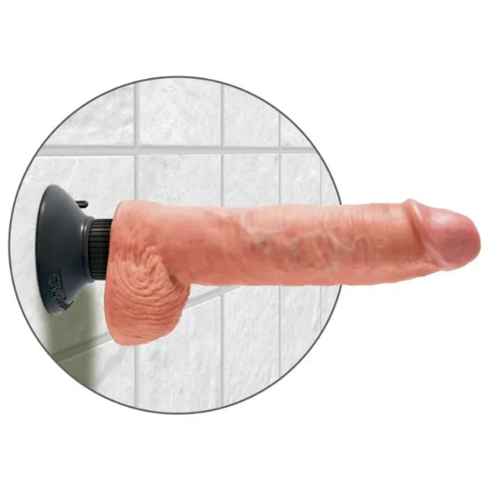 KING COCK - VIBRIERENDER DILDO MIT HODEN 25.5 CM NATÜRLICHE FARBE - Vanelion Paradise