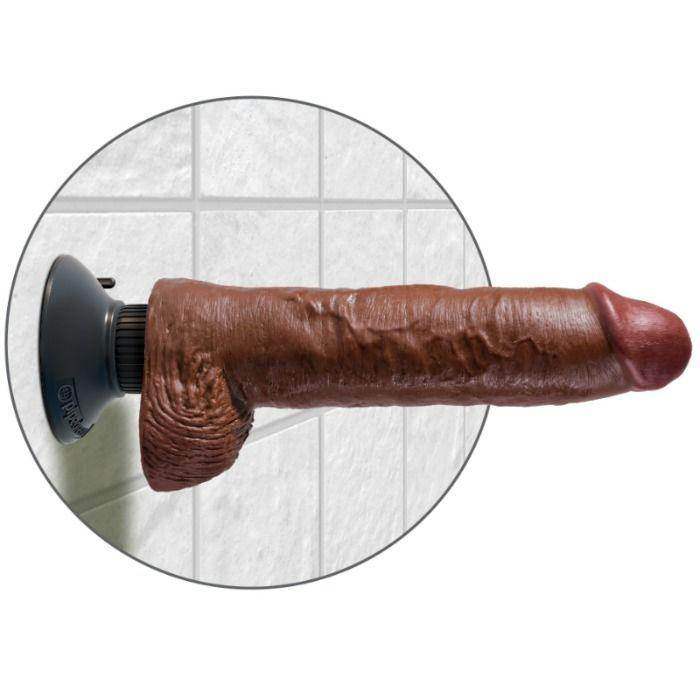 KING COCK - VIBRATORDILDO MIT HODEN 25.5 CM BRAUNE FARBE - Vanelion Paradise