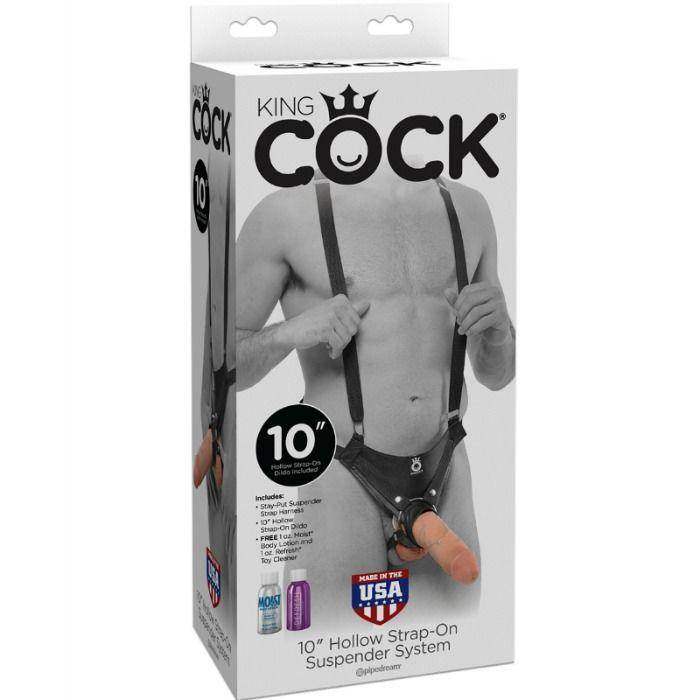 KING COCK - 25,5 CM HOLLOW STRAP-ON SUSPENDER SYSTEM FLESH - Vanelion Paradise