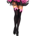 LEG AVENUE - NYLON OBERSCHENKEITEN MIT SCHLEIFE SCHWARZ/ROSA - Vanelion Paradise