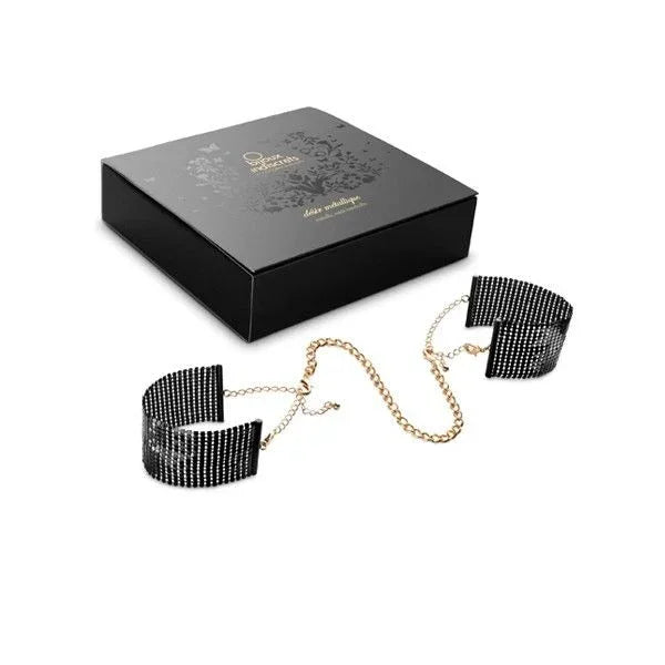 BIJOUX - DÉSIR MÉTALLIQUE HANDSCHELLEN AUS SCHWARZEM METALLGEWEBE - Vanelion Paradise
