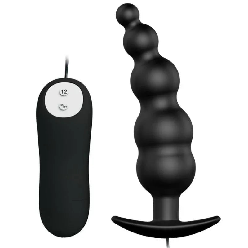 PRETTY LOVE - ANALPLUG AUS SILIKON EXTRA STIMULATION UND 12 VIBRATIONSMODI SCHWARZ - Vanelion Paradise