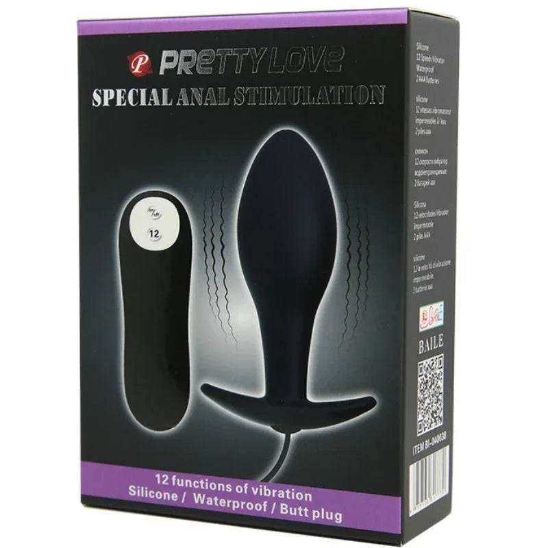 PRETTY LOVE - ANAL PLUG ANKERFORM SILIKON 12 VIBRATIONSMODI SCHWARZ - Vanelion Paradise
