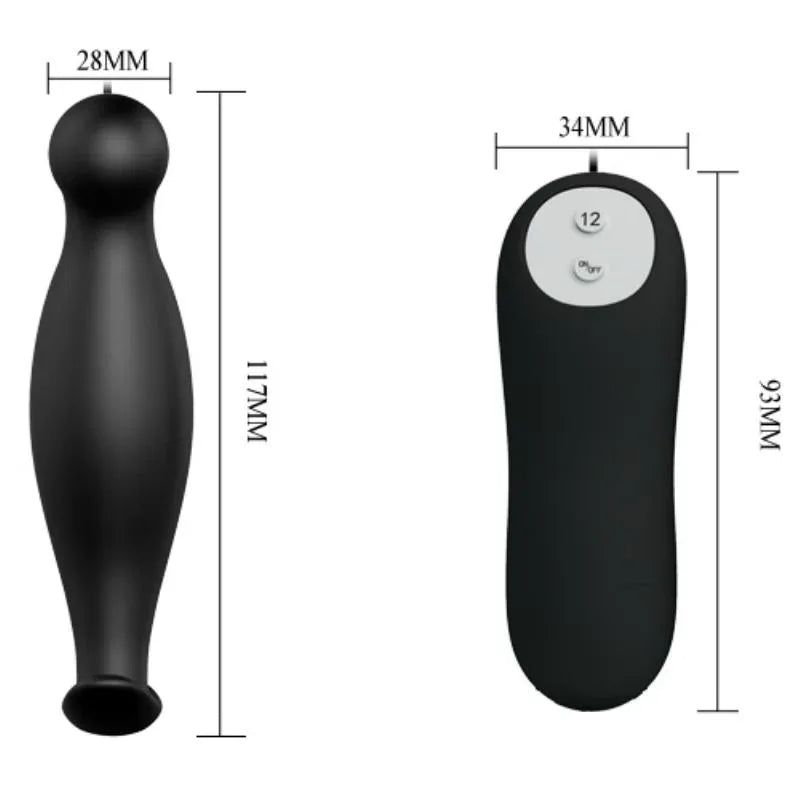 PRETTY LOVE - SILIKON ANALPLUG 12 VIBRATIONSMODI SCHWARZ - Vanelion Paradise
