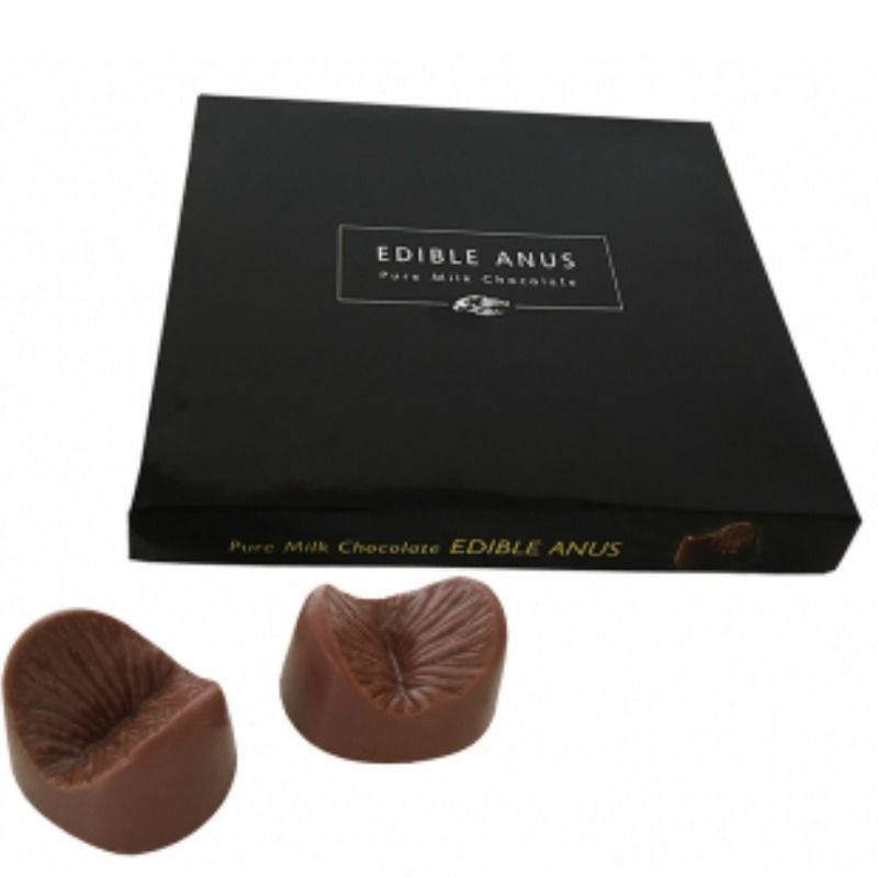 Spencer & Fleetwood Edible Anus – schwarze Geschenkbox mit Milchschokoladenfiguren