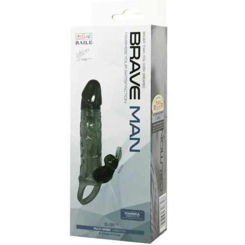 BAILE - BRAVE MAN PENISABDECKUNG MIT KANINCHEN SCHWARZ 16.5 CM - Vanelion Paradise