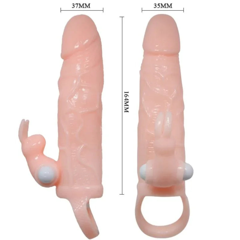 BAILE - BRAVE MAN PENISABDECKUNG MIT KANINCHEN UND DOPPELMOTOR FLEISCH 16.5 CM - Vanelion Paradise