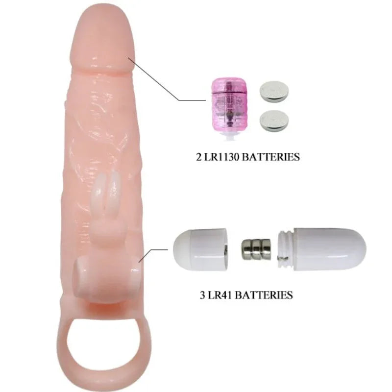 BAILE - BRAVE MAN PENISABDECKUNG MIT KANINCHEN UND DOPPELMOTOR FLEISCH 16.5 CM - Vanelion Paradise