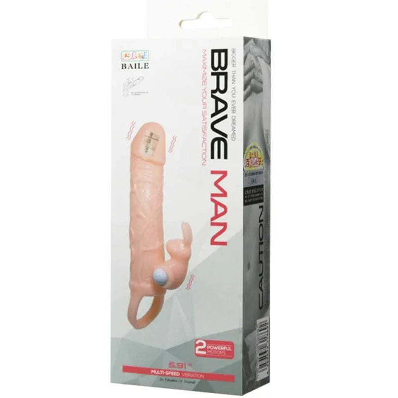 BAILE - BRAVE MAN PENISABDECKUNG MIT KANINCHEN UND DOPPELMOTOR FLEISCH 16.5 CM - Vanelion Paradise