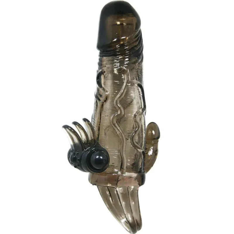 BAILE - BRAVE MAN PENISHÜLLE MIT KLITORIS UND ANALSTIMULATION DOPPELTE KUGEL SCHWARZ 16.5 CM - Vanelion Paradise