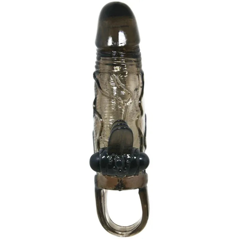 BAILE - BRAVE MAN PENISHÜLLE MIT KLITORIS UND ANALSTIMULATION DOPPELTE KUGEL SCHWARZ 16.5 CM - Vanelion Paradise