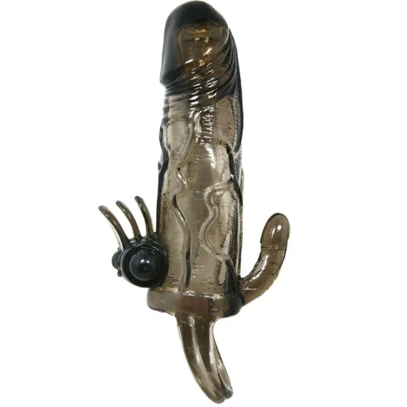 BAILE - BRAVE MAN PENISHÜLLE MIT KLITORIS UND ANALSTIMULATION DOPPELTE KUGEL SCHWARZ 16.5 CM - Vanelion Paradise