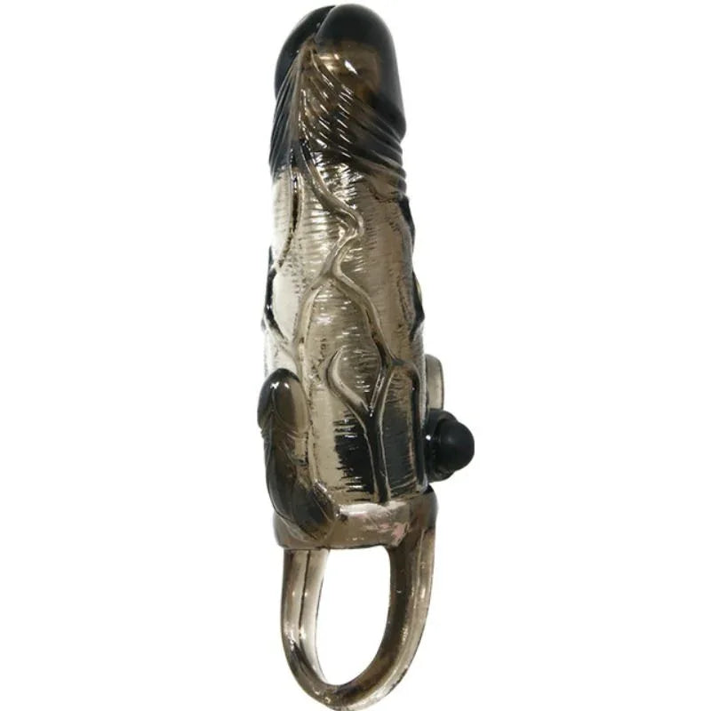 BAILE - BRAVE MAN PENISHÜLLE MIT KLITORIS UND ANALSTIMULATION DOPPELTE KUGEL SCHWARZ 16.5 CM - Vanelion Paradise