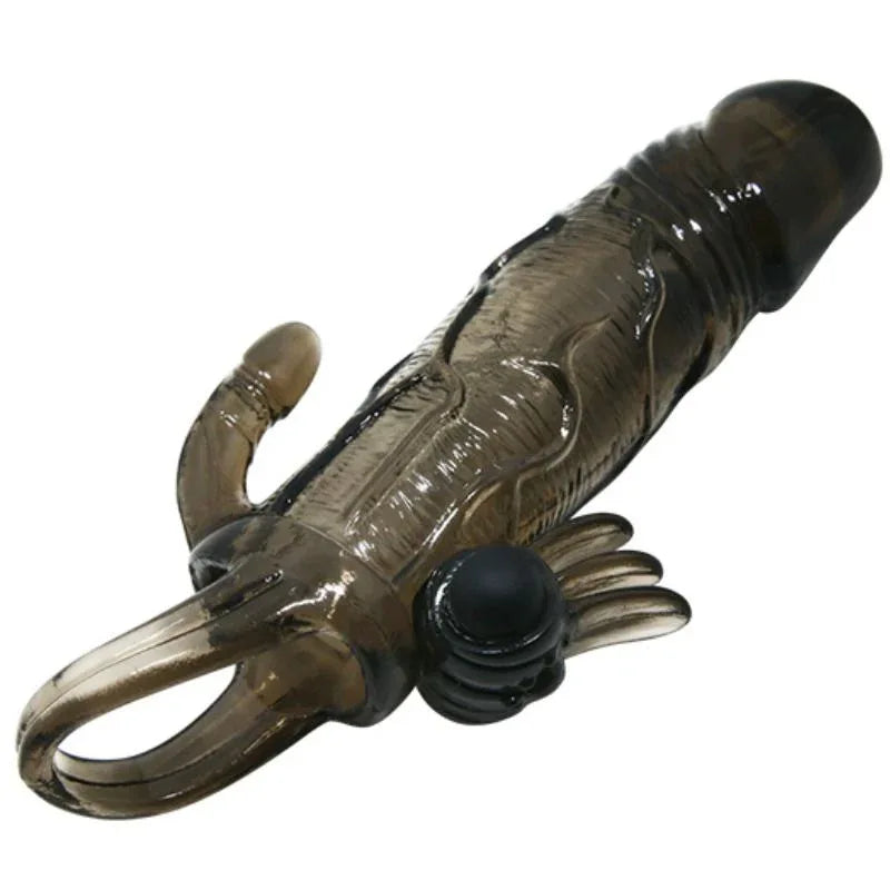 BAILE - BRAVE MAN PENISHÜLLE MIT KLITORIS UND ANALSTIMULATION DOPPELTE KUGEL SCHWARZ 16.5 CM - Vanelion Paradise