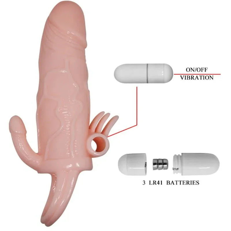 BAILE - BRAVE MAN PENISHÜLLE MIT KLITORIS UND ANALSTIMULATION FLEISCH 16.5 CM - Vanelion Paradise