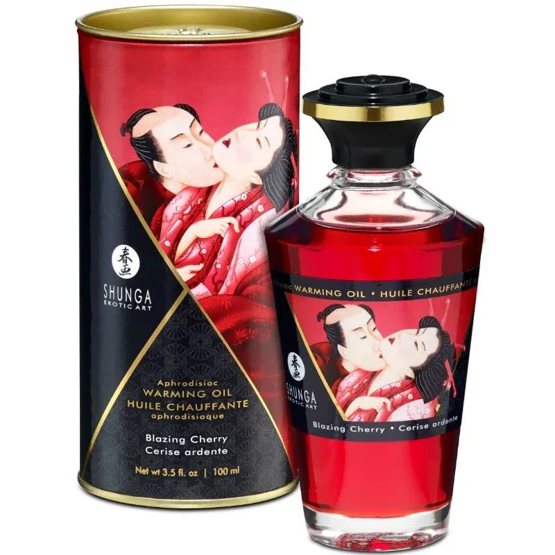 SHUNGA - MASSAGEÖL MIT WÄRMEEFFEKT INTENSIVEM KIRSCHGESCHMACK 100 ML - Vanelion Paradise