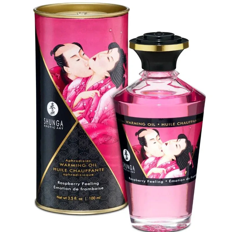 SHUNGA - MASSAGEÖL MIT WÄRMEEFFEKT, INTENSIVEM HIMBEERGESCHMACK, 100 ML - Vanelion Paradise