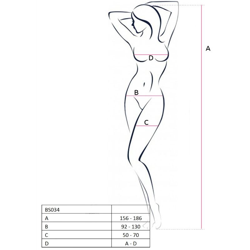 PASSION - WOMAN BS034 WEISSER BODYSTOCKING, EINE GRÖSSE