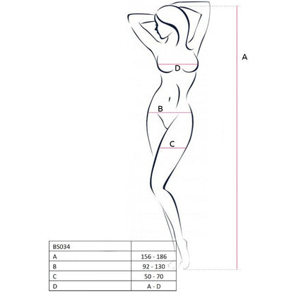 PASSION - WOMAN BS034 WEISSER BODYSTOCKING, EINE GRÖSSE