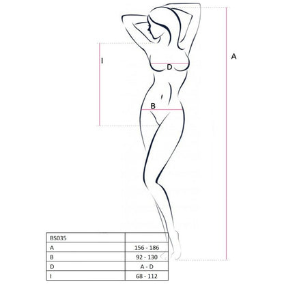 PASSION - WOMAN BS035 WEISSER BODYSTOCKING, EINE GRÖSSE