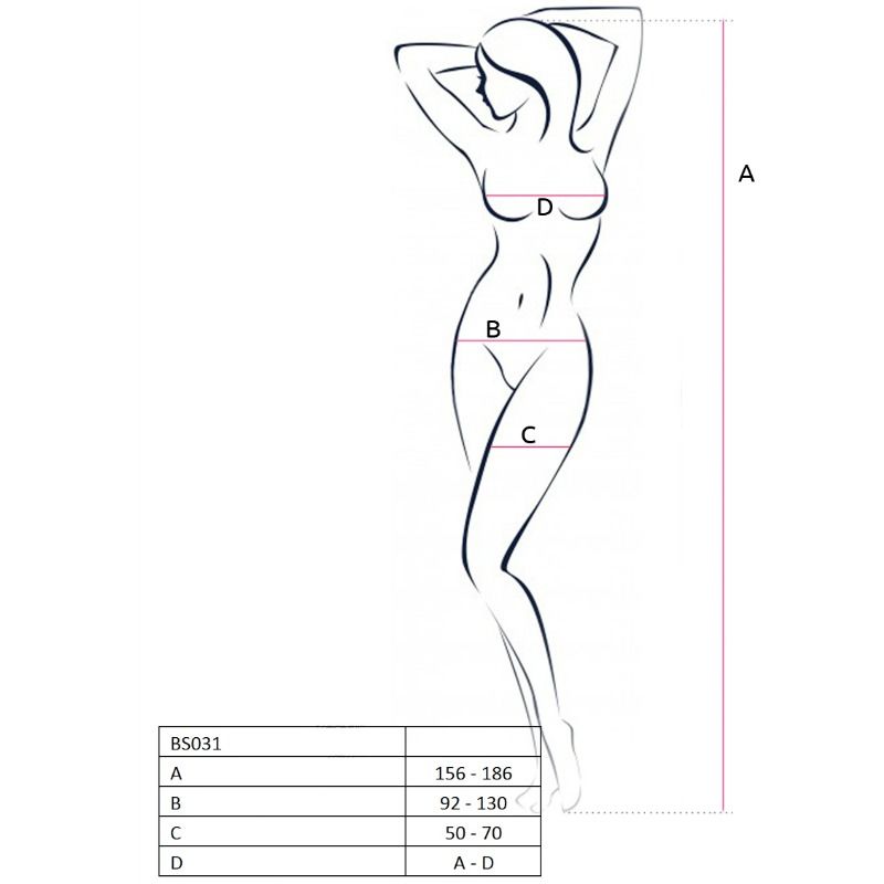 PASSION - WOMAN BS031 WEISSER BODYSTOCKING, EINE GRÖSSE