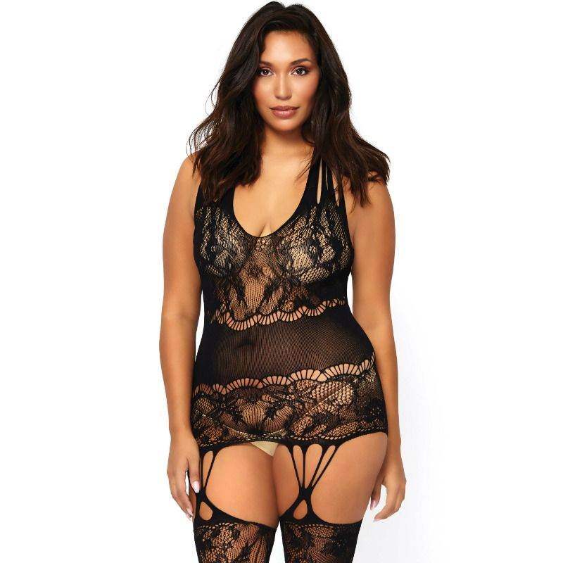 LEG AVENUE - BODYSTOCKING MIT BLUMENDESIGN, GROSSE GRÖSSE - Vanelion Paradise